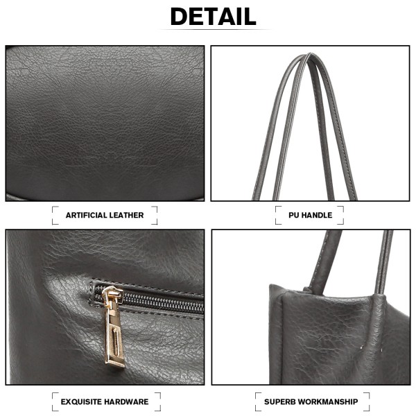 LB1951-MISS LULU GROSSE EIMERTASCHE DUNKELGRAU